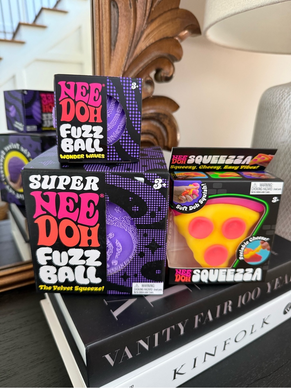 Super Fuzz Ball & Squeezeza Toy Set - Purple and Yellow